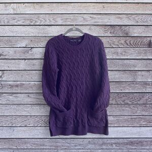 Jeanne Pierre Cable Knit Women’s Pullover Sweater Size Large Purple